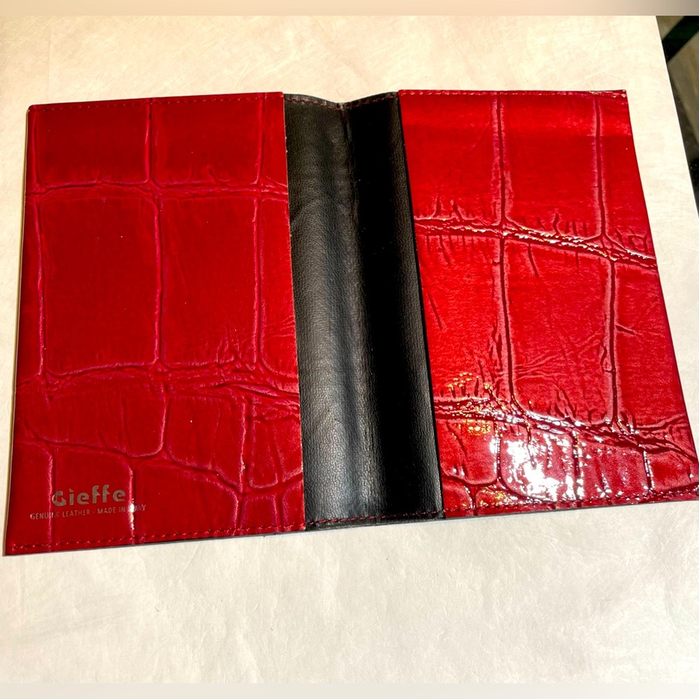 Gieffe burgundy leather passport holder, excellent pre-loved condition